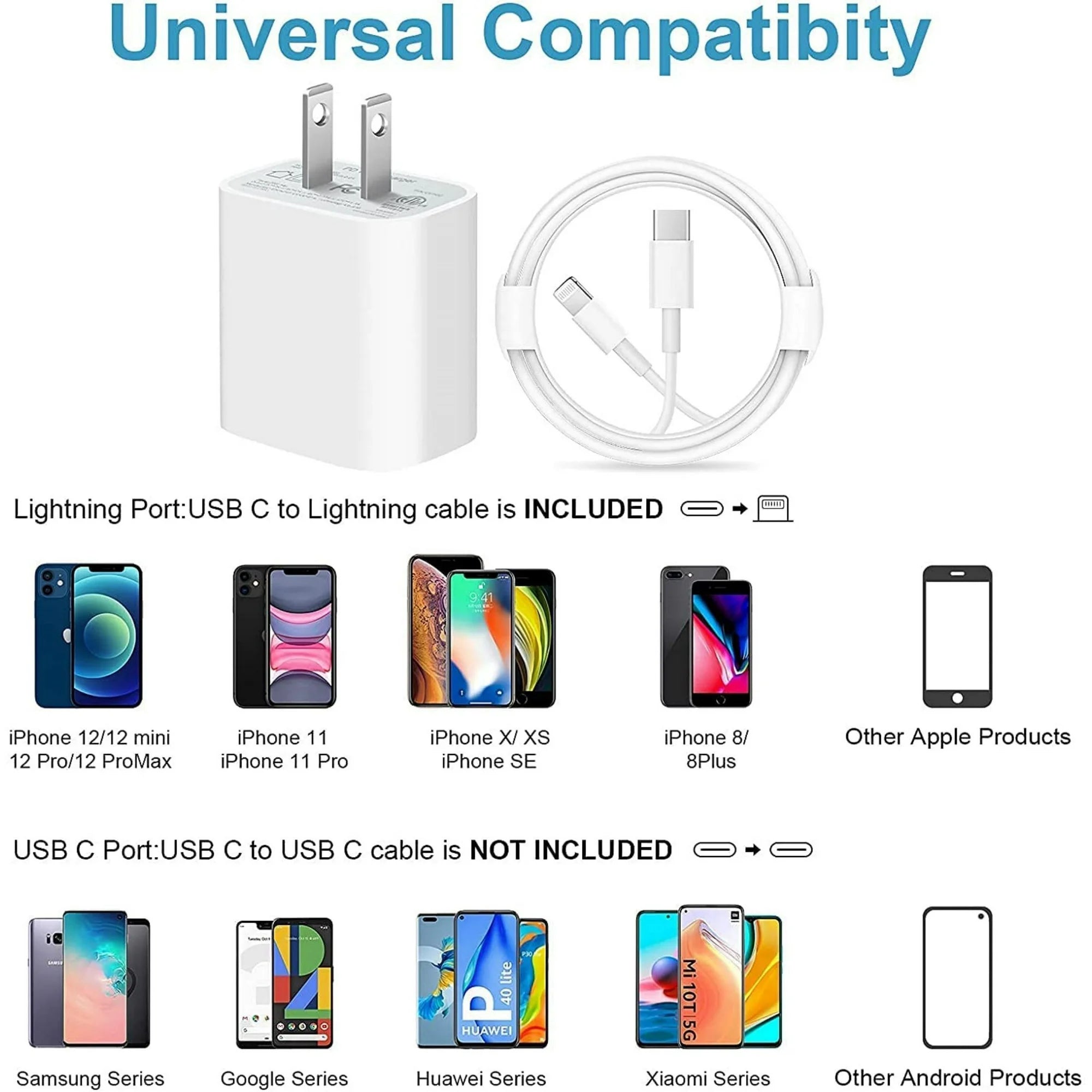 JUCDEKE 20W Fast Charger-Type C Power Wall Charger with 6FT Charging Cable Compatible with iPhone 14/13/13 Pro Max/12/12 Mini/12 Pro/12 Pro Max/11/11 Pro