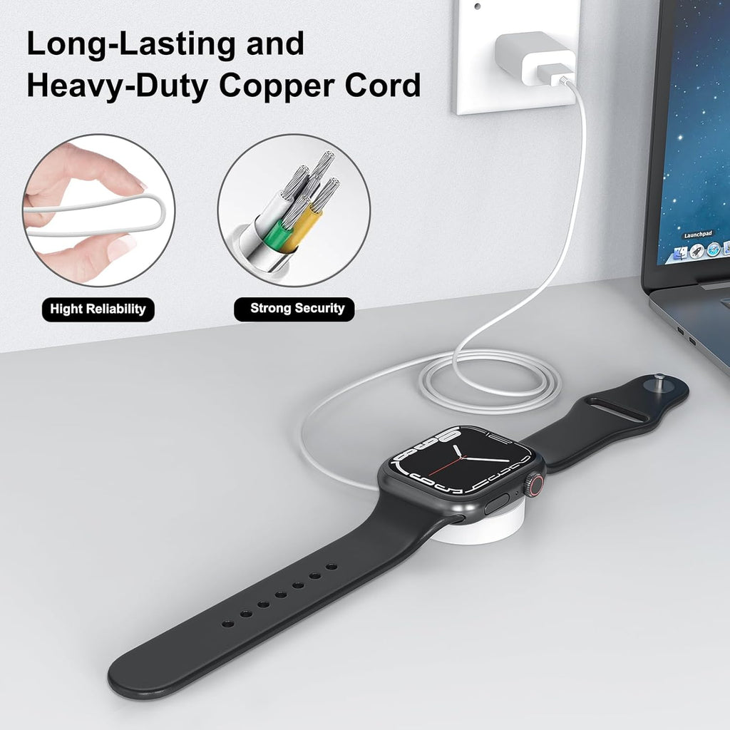 Fast Charger for Apple Watch Charger, Magnetic iWatch Charger to USB A Cable 3.3FT with USB A Wall Plug Adapter for Apple iWatch Series Ultra/10/9/8/7/6/SE/5/4/3/2 (White)
