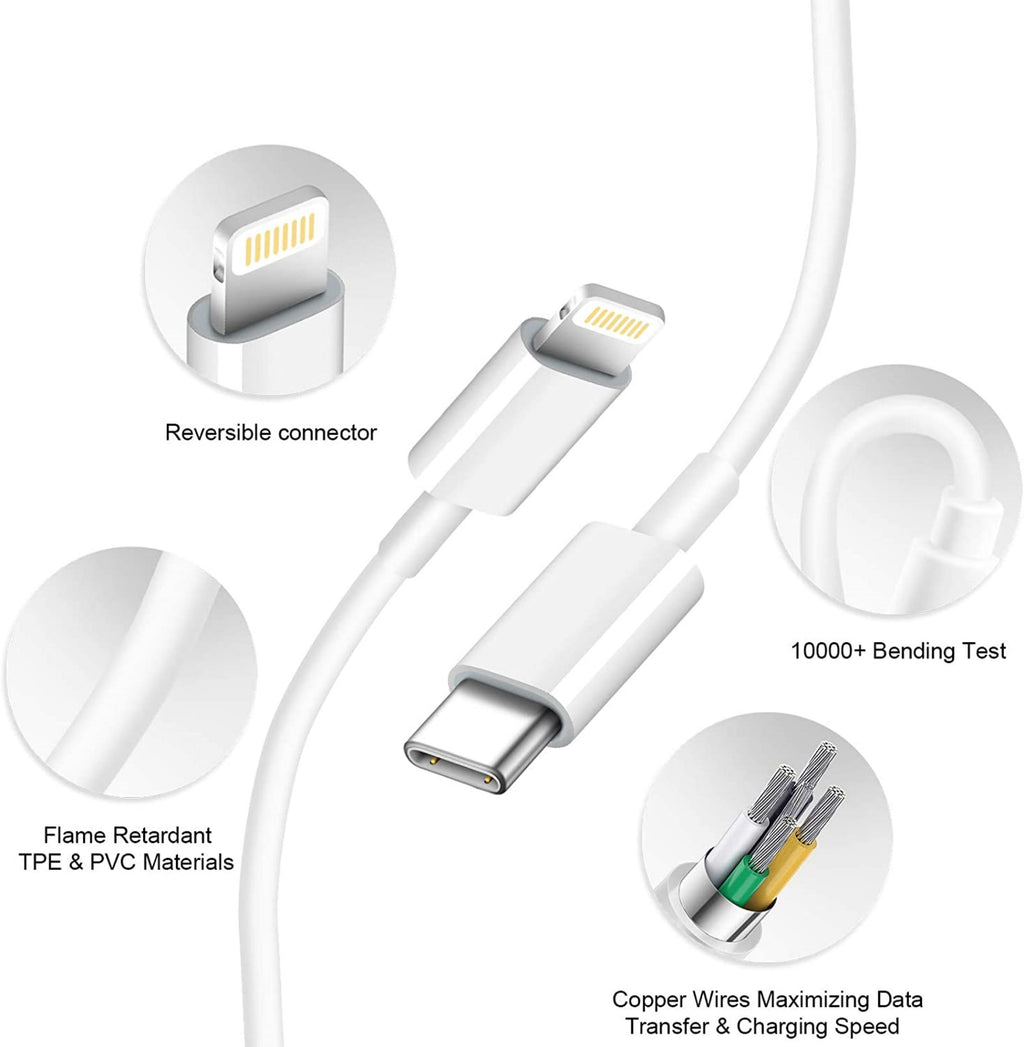 12W USB Wall Charger-Foldable Portable Travel Plug with USB Charging Cable Compatible with iPhone, iPad, iPad Mini, iPad Air 1/2/3, Airpod