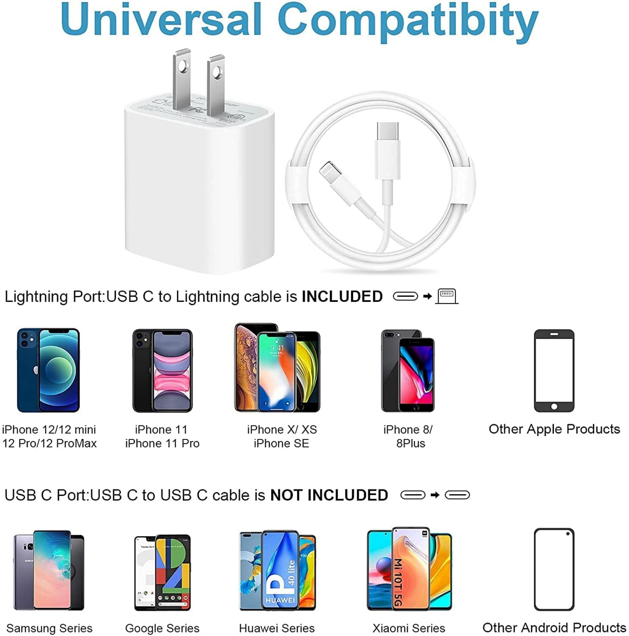 JUCDEKE 20W Fast Charger-Type C Power Wall Charger with 6FT Charging Cable Compatible with iPhone 14/13/13 Pro Max/12/12 Mini/12 Pro/12 Pro Max/11/11 Pro