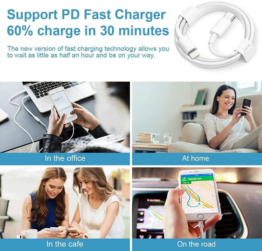 JUCDEKE 20W Fast Charger-Type C Power Wall Charger with 6FT Charging Cable Compatible with iPhone 14/13/13 Pro Max/12/12 Mini/12 Pro/12 Pro Max/11/11 Pro