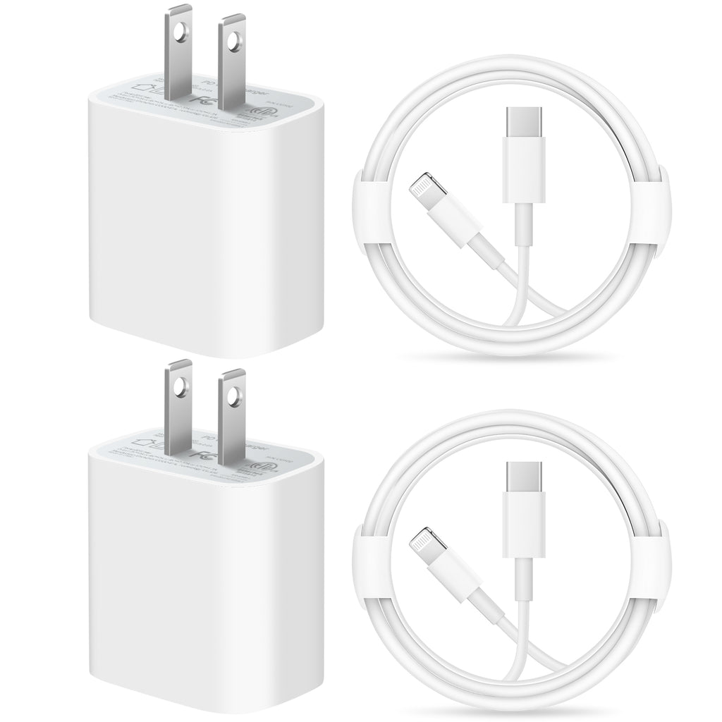Jucdeke 20W Super Fast Charger-High Speed-2-Pack USB C Wall Charger With 6FT Cable Compatible with iPhone 14/13/13Pro/12/12 Pro/11/11Pro/XS/Max/XR/X/8/8 Plus