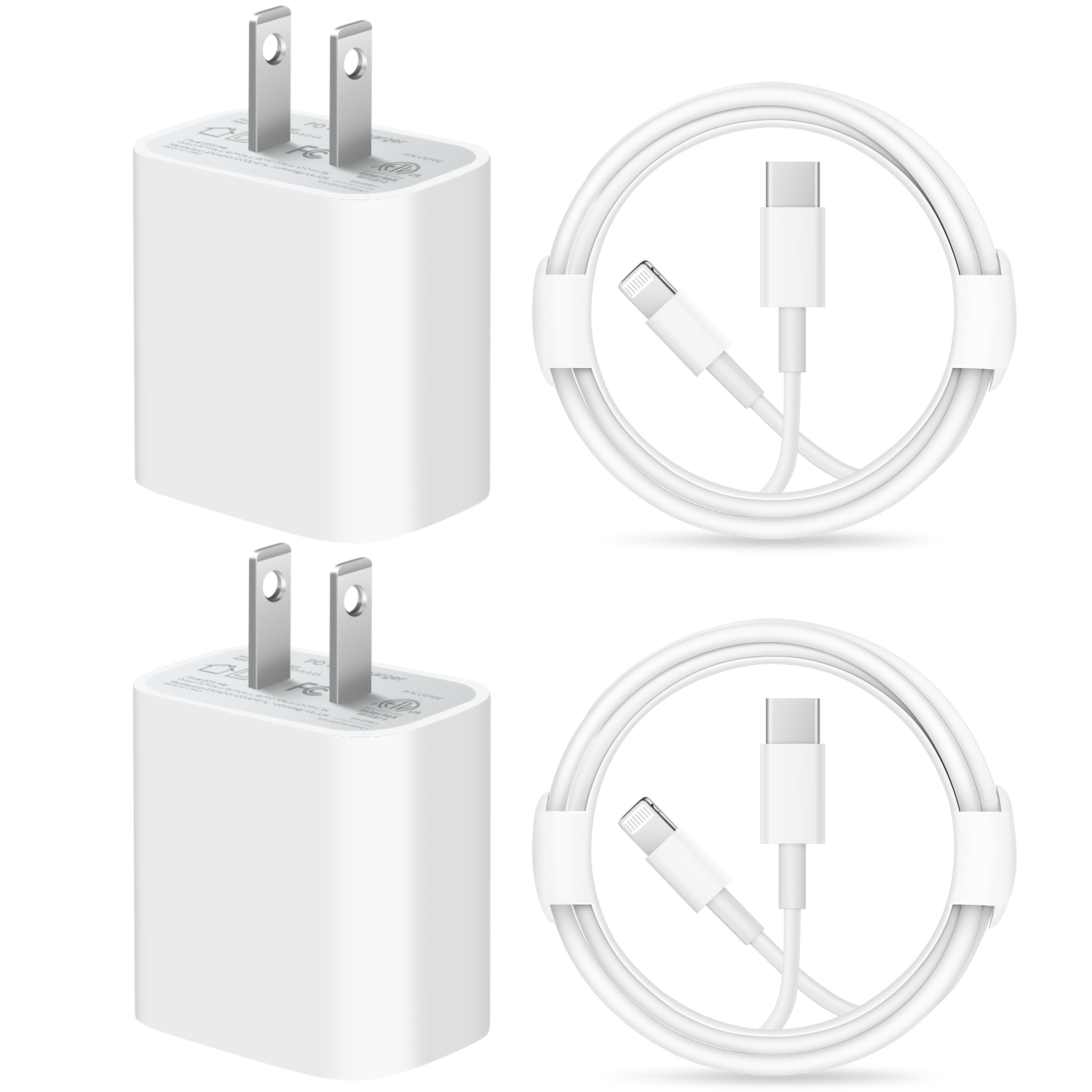 Jucdeke 20W Super Fast Charger-High Speed-2-Pack USB C Wall Charger With 6FT Cable Compatible with iPhone 14/13/13Pro/12/12 Pro/11/11Pro/XS/Max/XR/X/8/8 Plus